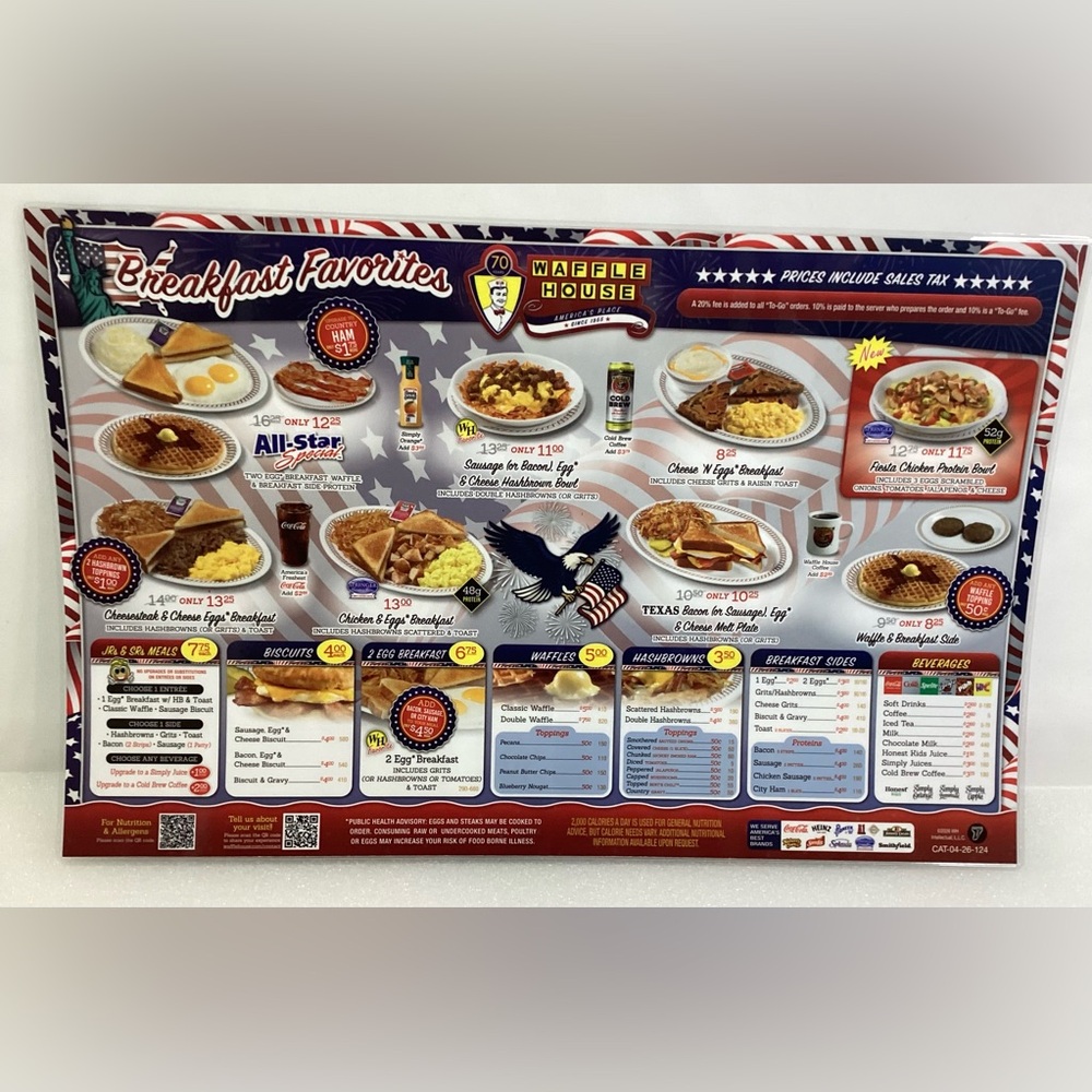 Waffle House Menu Celebrates 250 Years of America Patriotic edition
